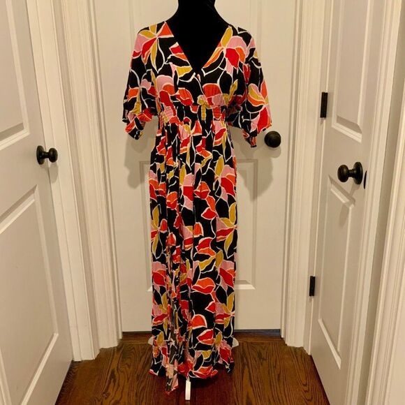 Forever 21+ Multi Color Abstract Print Maxi Dress Size 0X New - Picture 2 of 12